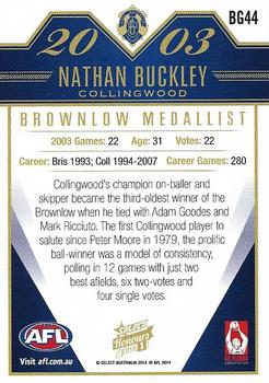 2014 Select AFL Honours Series 1 - Brownlow Gallery #BG44 Nathan Buckley Back